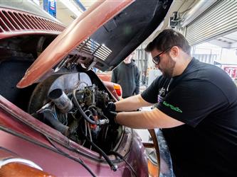 Student training in auto mechanics