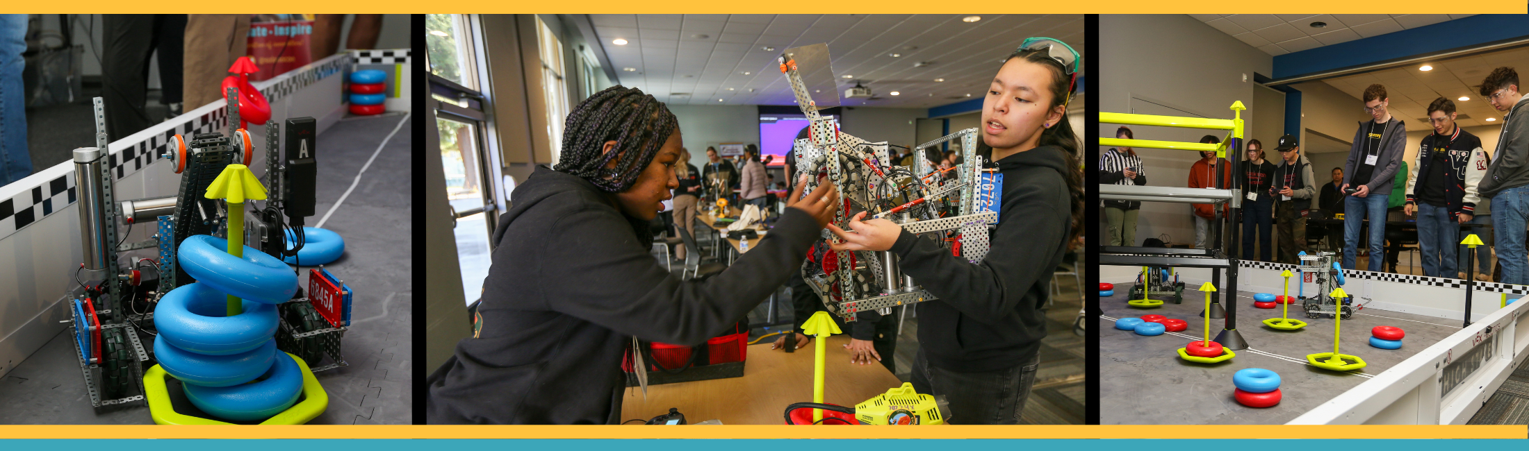 Students and robots in action at the final event