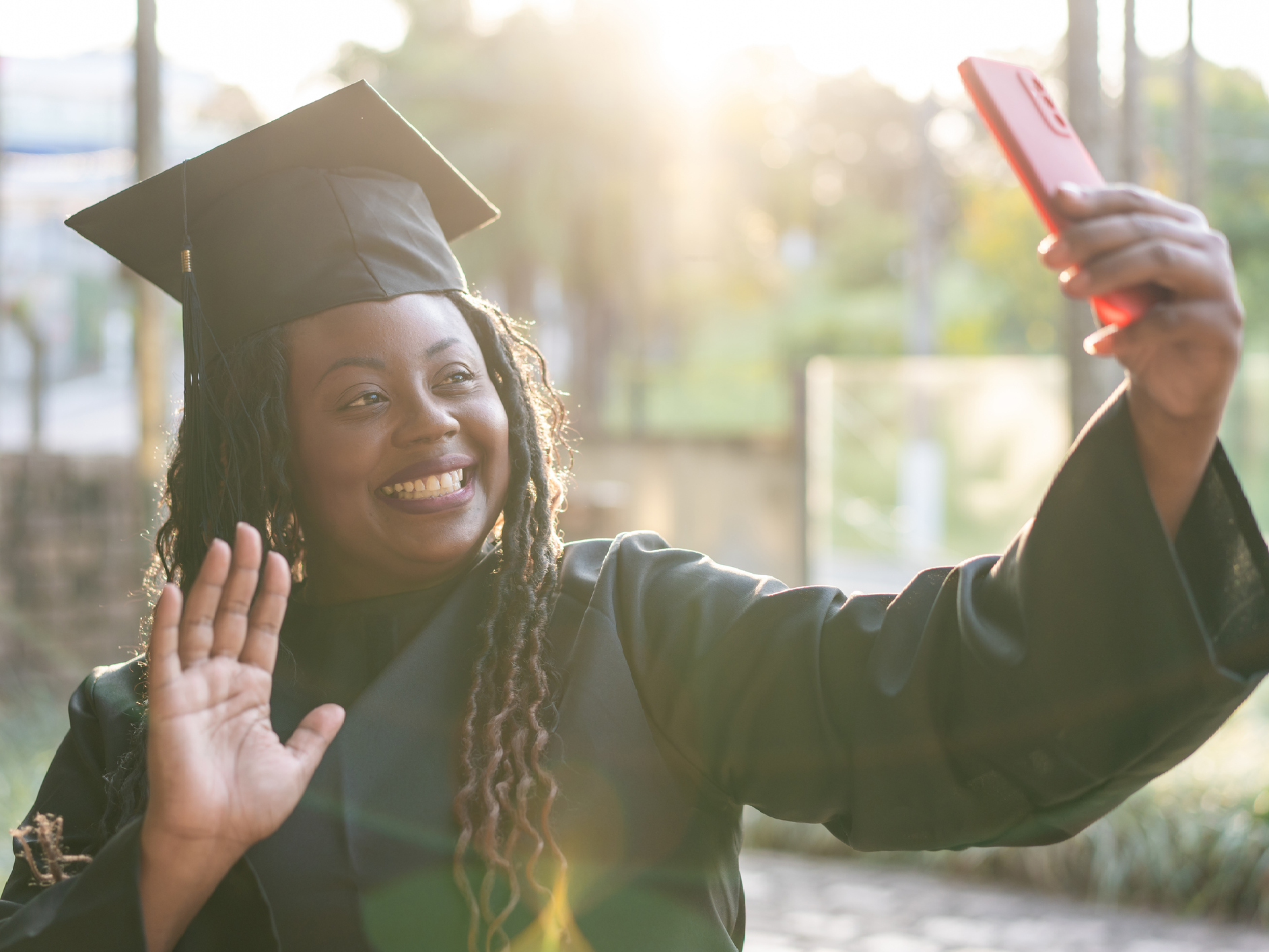 Graduate posing for a selfie