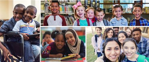 collage of students of different ages, abilities and ethnicities