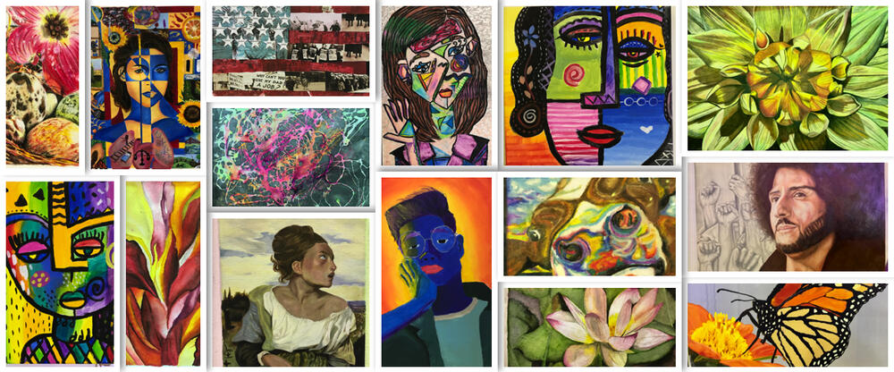 collage of vibrant student art